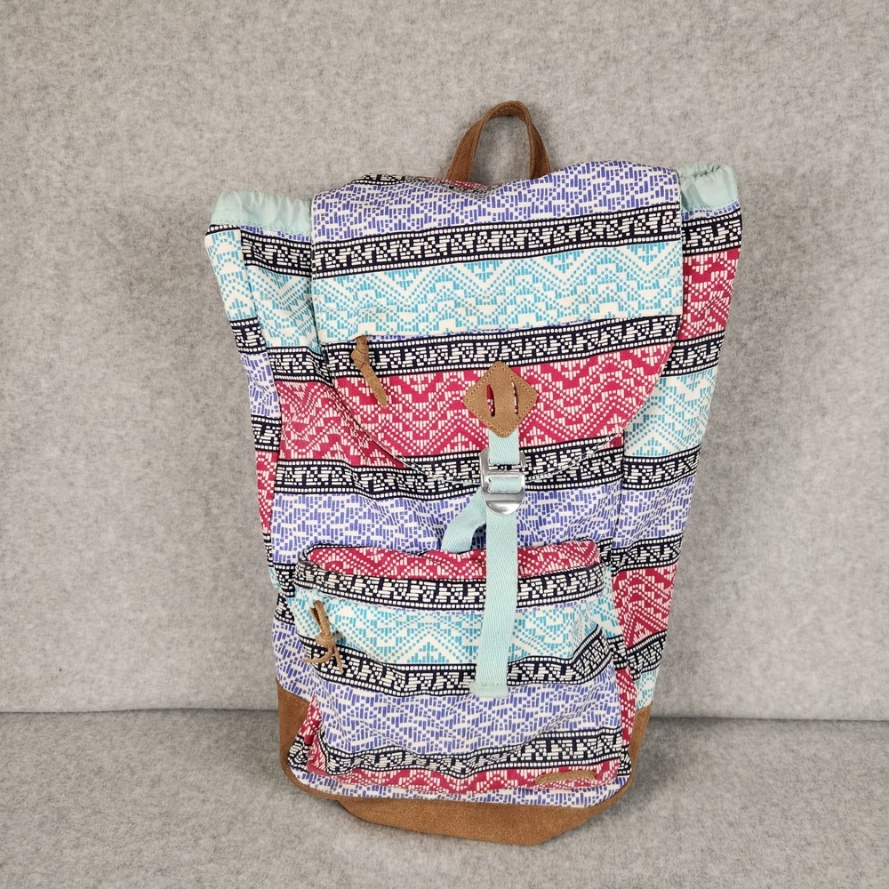 Lands End‎ Backpack Boho Drawstring Aztec Print Southwest Waterproof Rucksack